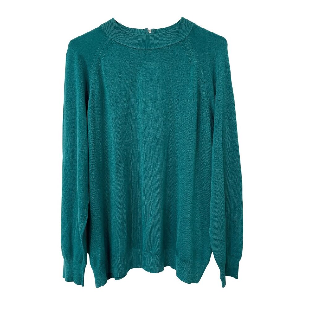 Hampshire Studio Sweater Plus Size 2X Long Sleeve Pullover Back Zip Knit Staple